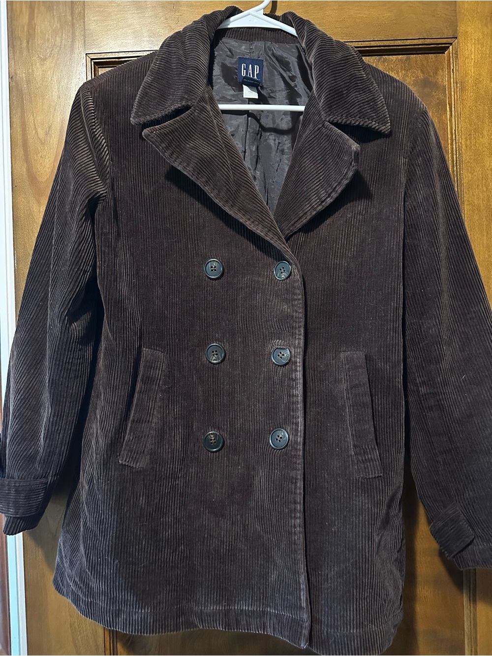 VINTAGE GAP Women’s Dark Brown Corduroy Peacoat - XS - Double Breasted